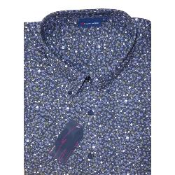 ESPIONAGE Short Sleeve Pure Cotton Floral Print Shirt Blue 5 - 8XL