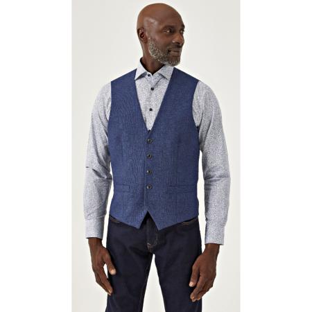                              SKOPES RUTHIN WOOL BLEND COUNTRY INSPIRED WAISTCOAT BLUE 50 - 64" CHEST
