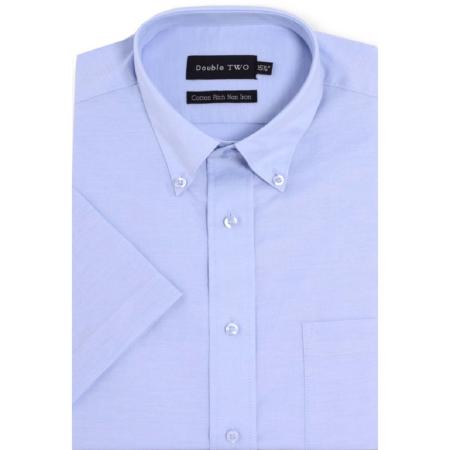                   DOUBLE TWO  SHORT SLEEVE OXFORD SHIRT BLUE 19 - 23"