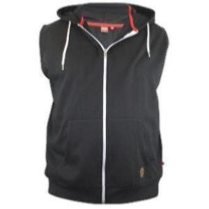 SALE - D555 King Size Sleeveless Hooded Zipper Sweatshirt  BLAKE  BLACK 3 - 4XL