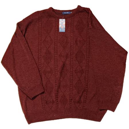  INVICTA CASUAL PATTERNED KNIT CREW NECK SWEATER  WINE 3 - 5XL