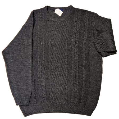  INVICTA CASUAL CABLE KNIT CREW NECK SWEATER  CHARCOAL 3 - 5XL