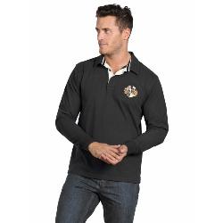 RAGING BULL RUGBY - LONG SLEEVE SIGNATURE  RUGBY SHIRT BLACK  3 - 6XL