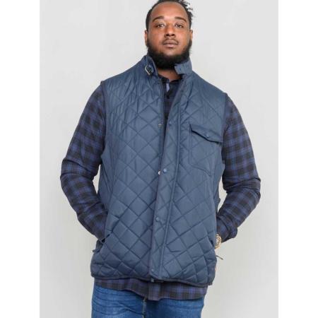           D555 NIGHTINGALE DIAMOND QUILTED GILET WITH CORDUROY TRIMS  NAVY  3 - 6XL