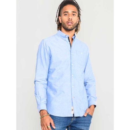      D555 COLCHESTER LONG SLEEVE OXFORD SHIRT WITH BUTTON DOWN COLLAR SKY 3 - 6XL
