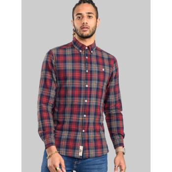    D555 ABBOT LONG SLEEVE FLANNEL CHECK SHIRT WITH CHEST POCKET RED/NAVY  3 - 6XL