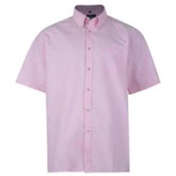  KAM Cotton Rich Short Sleeve Oxford  Shirt with button down Collar PINK 2 - 8XL