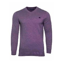   RAGING BULL KNITWEAR -  Cotton Cashmere Vee Neck Sweater PURPLE 3 - 6XL
