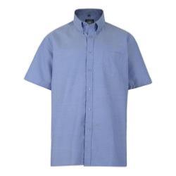  KAM Cotton Rich Short Sleeve Oxford  Shirt with button down Collar  DENIM BLUE 2 - 8XL