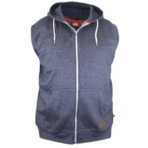 SALE - D555 Sleeveless Hooded Zipper Sweatshirt BLAKE -  BLUE MELANGE 3 - 4XL