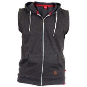 SALE - D555 Large Size Sleeveless Hooded Zip Sweatshirt BLAKE -  CHARCOAL  3 - 4XL
