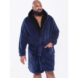 D555 NEWQUAY LUXURIOUSLY SOFT DRESSING GOWN WITH HOOD  NAVY 3 - 8XL