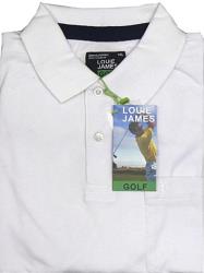 SALE - LOUIE JAMES Plain Golf Polo Shirt with Pocket WHITE 6 - 7XL