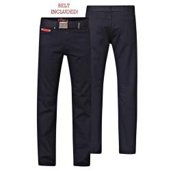  DUKE Washed Bedford Cord Jeans BLACK 40 - 60" SHORT and REGULAR