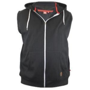 D555 King Size Sleeveless Hooded Zipper Sweatshirt  BLAKE -  BLACK