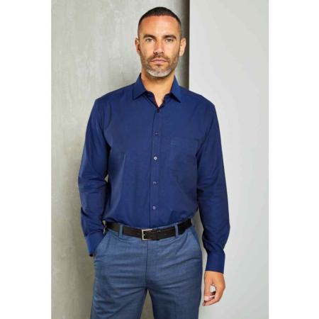             DOUBLE TWO PURE COTTON LONG SLEEVE  WOVEN SHIRT NAVY 19 - 23" Collar 