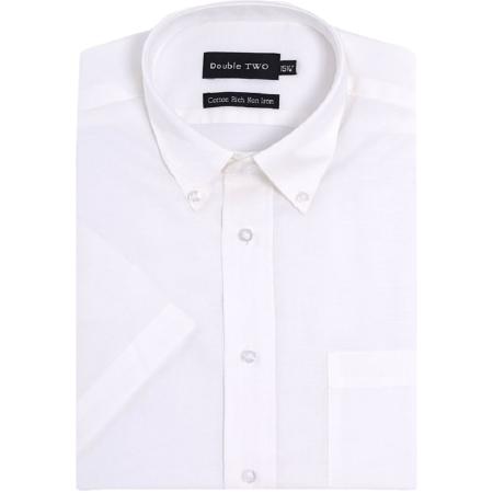                  DOUBLE TWO  SHORT SLEEVE OXFORD SHIRT WHITE 19 - 23"